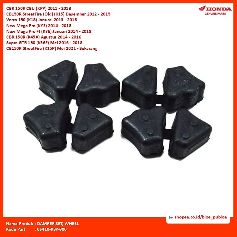 Karet Gear Belakang Motor Honda/DAMPER SET, WHEEL/06410KSP900