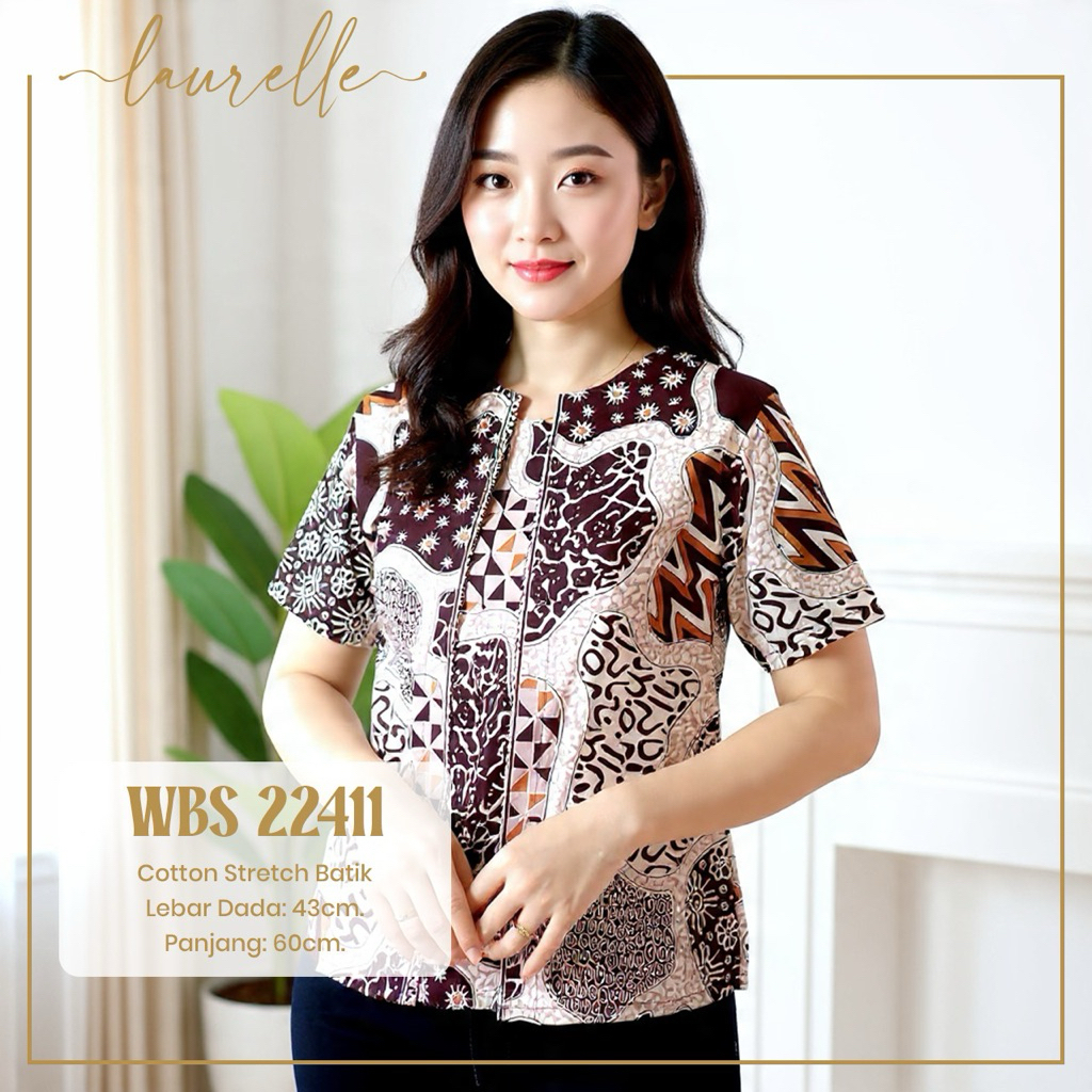 Atasan batik wanita - batik wanita LD 90 cm - batik wanita lengan pendek - batik merah wanita - sera