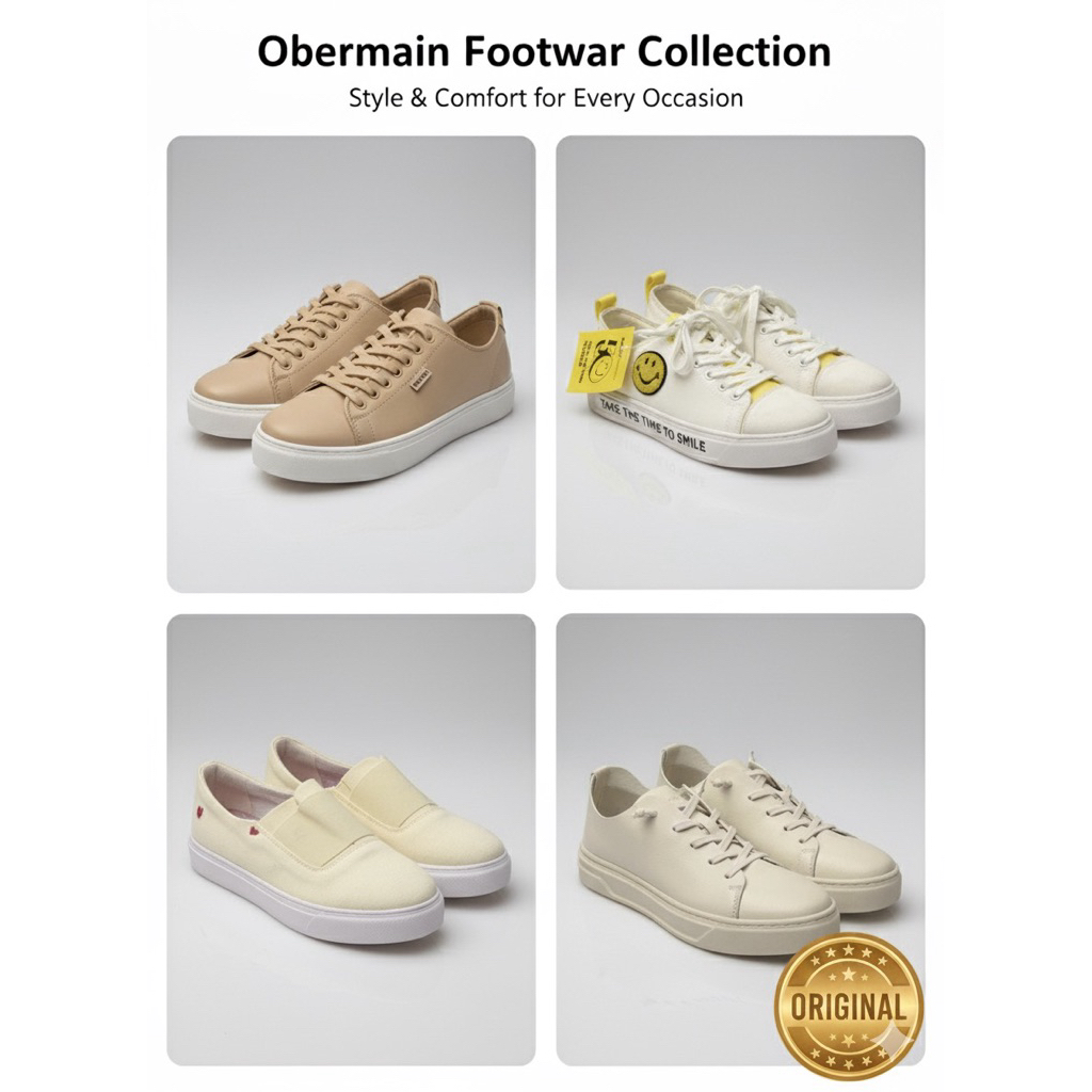 (Bukan Preloved) Sneakers Wanita Obermain Sepatu Sneakers Sepatu Kets Wanita Obermain Sepatu Hitam S