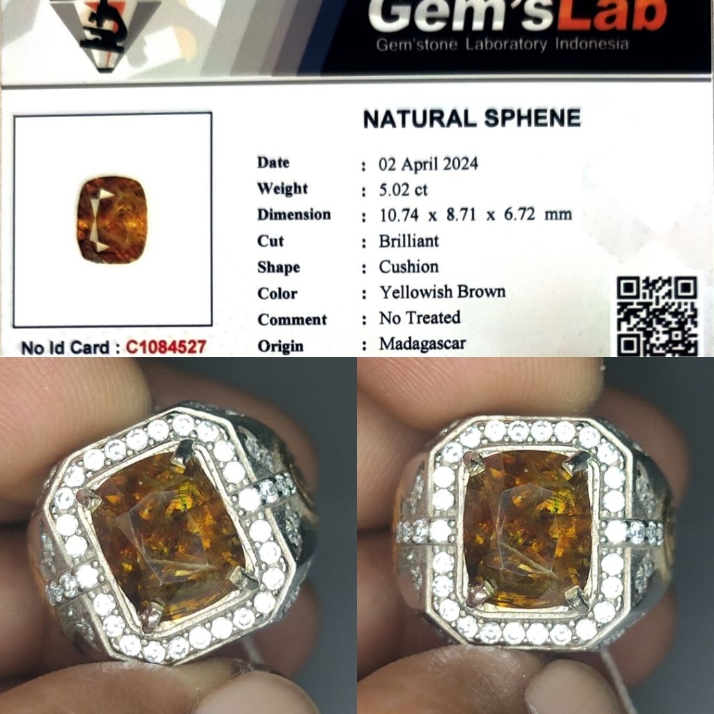 Natural Sphene No Treatment 5ct GLI Material Crystall Nice Color Good Luster Siang Malam