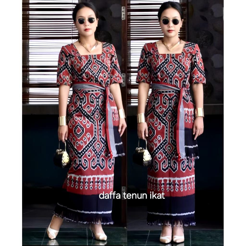 READY SET COUPLE DRESS TENUN ISYANA DRESS COUPLE KEMEJA MOTIF DAYAK BAJU TENUN KELUARGA