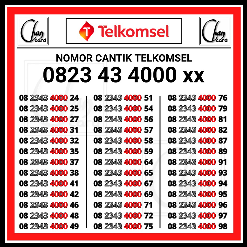 Nomor Cantik Telkomsel Murah Rapi Seri Ribuan 4000 Langka Nomer Cantik Simpati Combo Triple Kwartet 