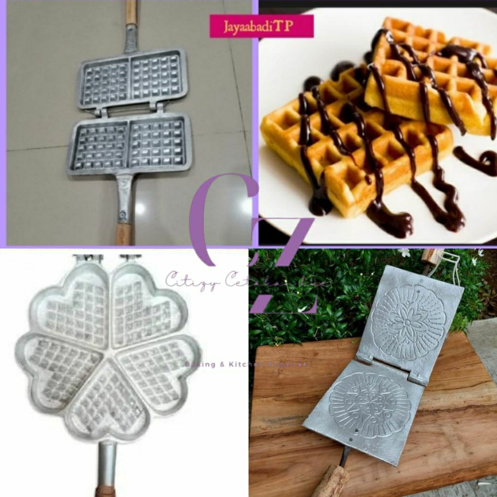 MD Cetakan Kue/Cake/Bolu Jepit Semprong/Waffle/Baple/Telur/Telor Gulung/Egg roll/Opak Gambir Double 