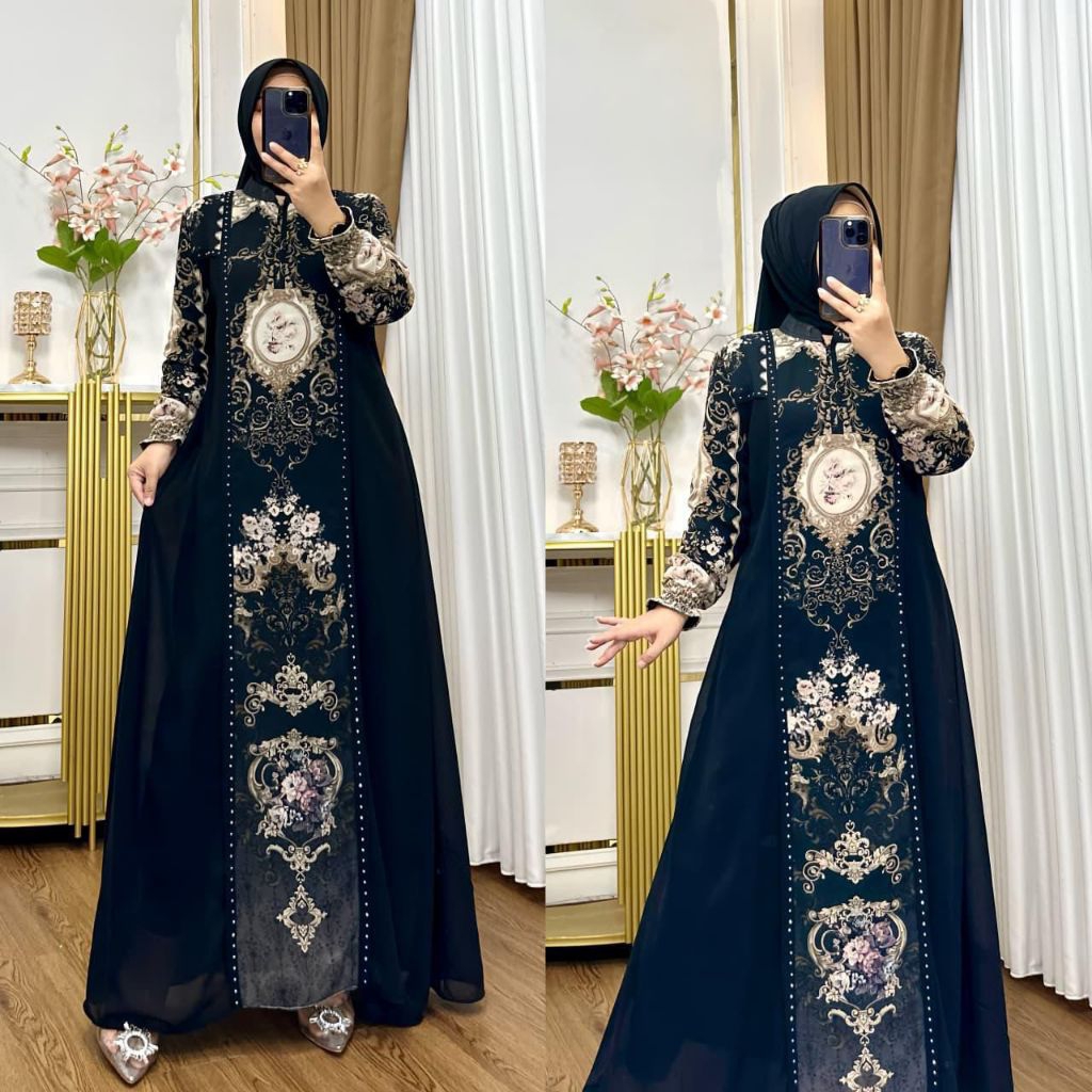 Bianca set maxi premium Dress wanita muslimah Gamis baju midi muslim gaun lebaran oneset hijab satu 