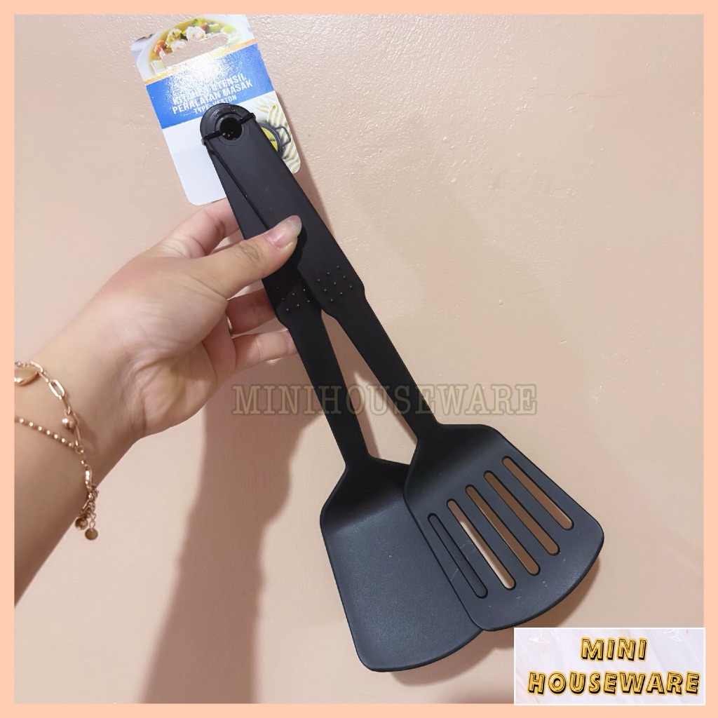 SPATULA SENDOK MASAK SUTIL TEFLON HITAM PLASTIK 6900 sodet hawaii