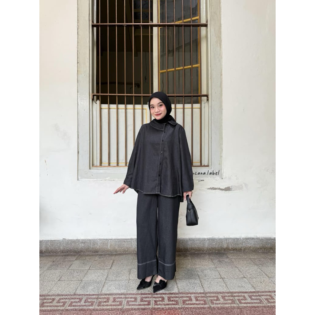 COLLAR SET JEANS BY LOCANA | SET JEANS BLOUSE + PANTS [BACA DEKSRIPSI]