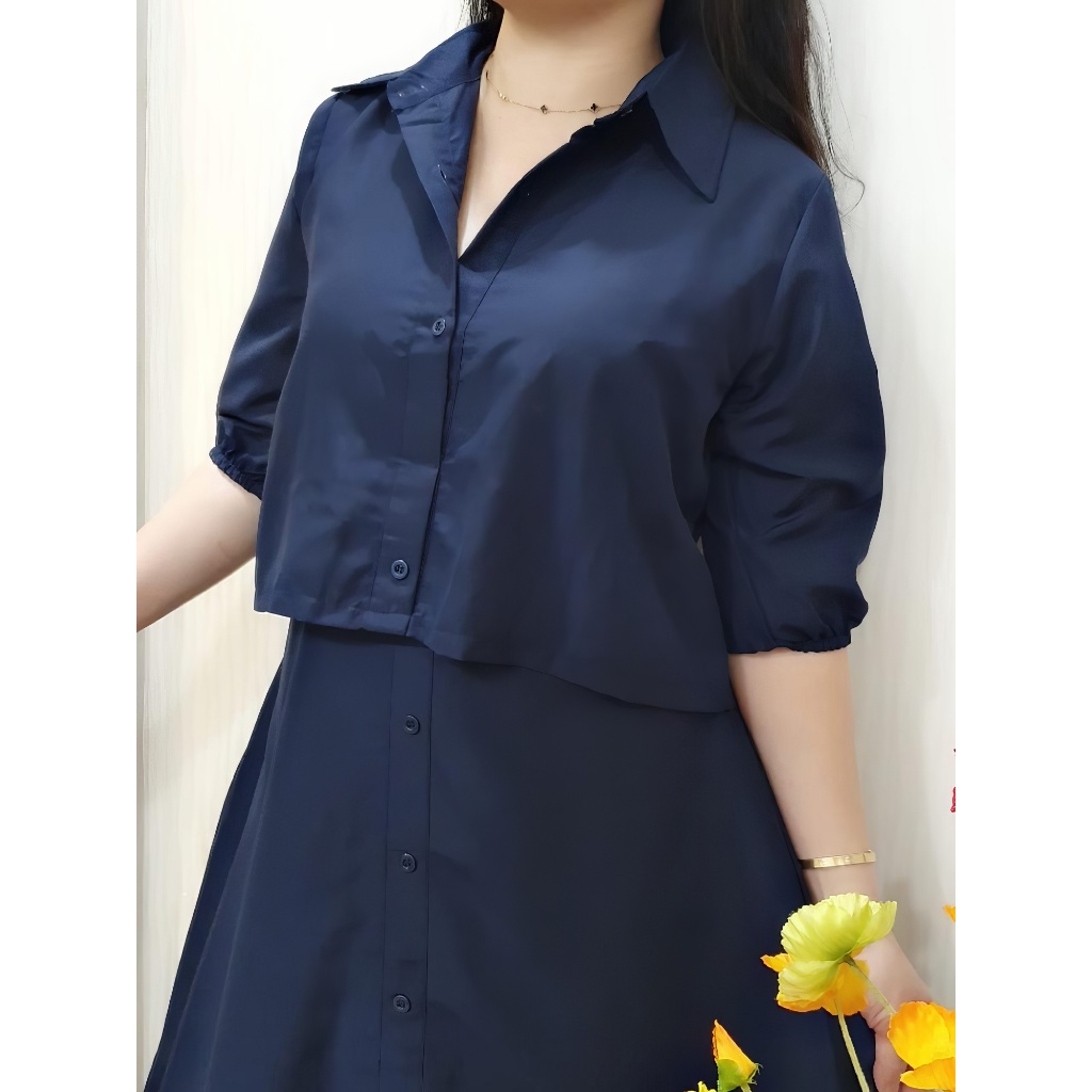 JESS Dress Wanita - Dress Putih Katun Poplin - Dress Korea