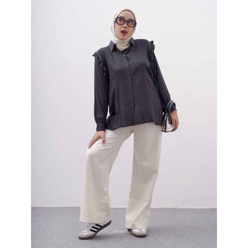 Kemeja Polos Rayon Oversize/ Kemeja Polos Merah/ Blouse Rayon Jumbo