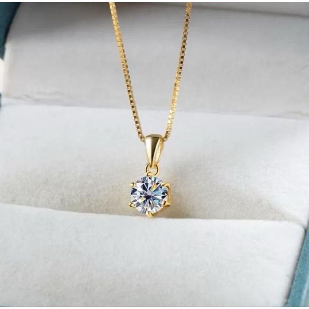 Kalung wanita Titanium Model Rantai itali liontin permata