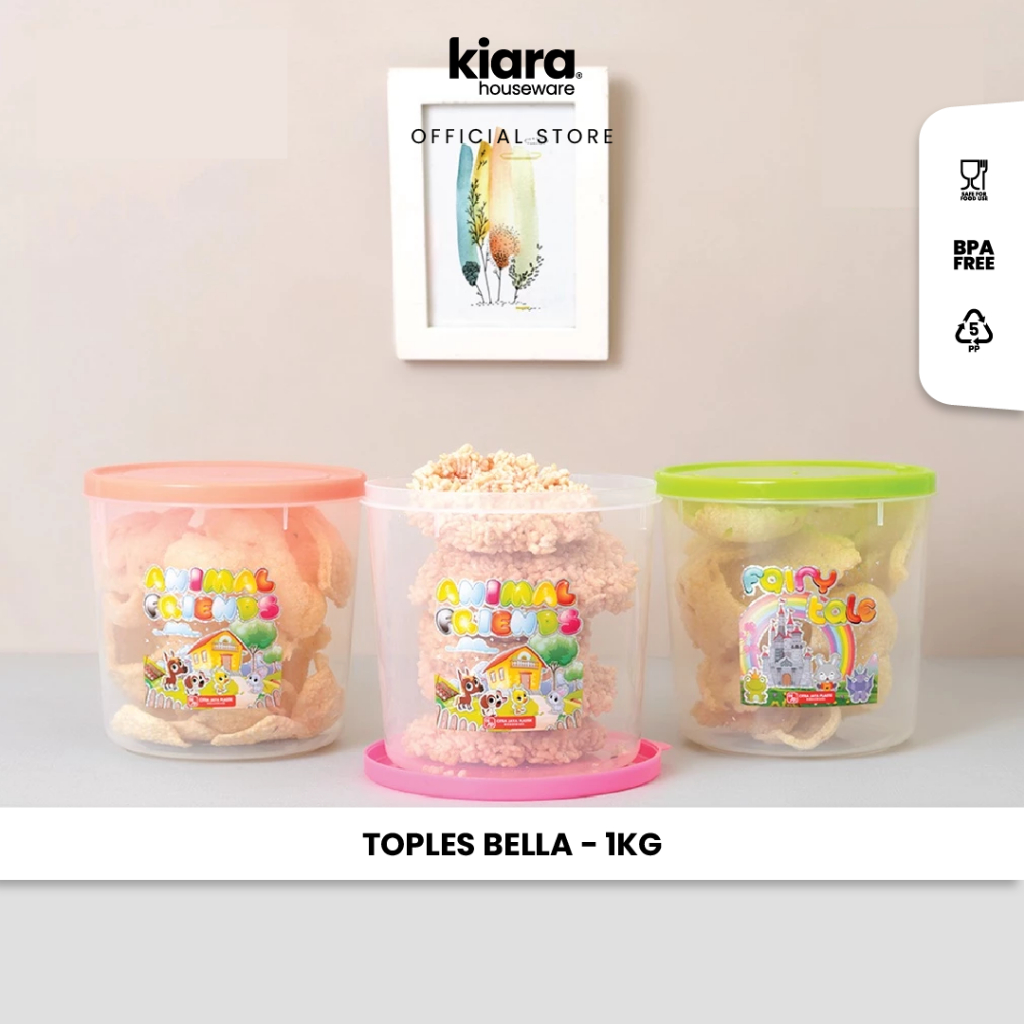 KIARA HOUSEWARE Toples Plastik Bulat 1 KG Tempat Kerupuk Toples gula kopi