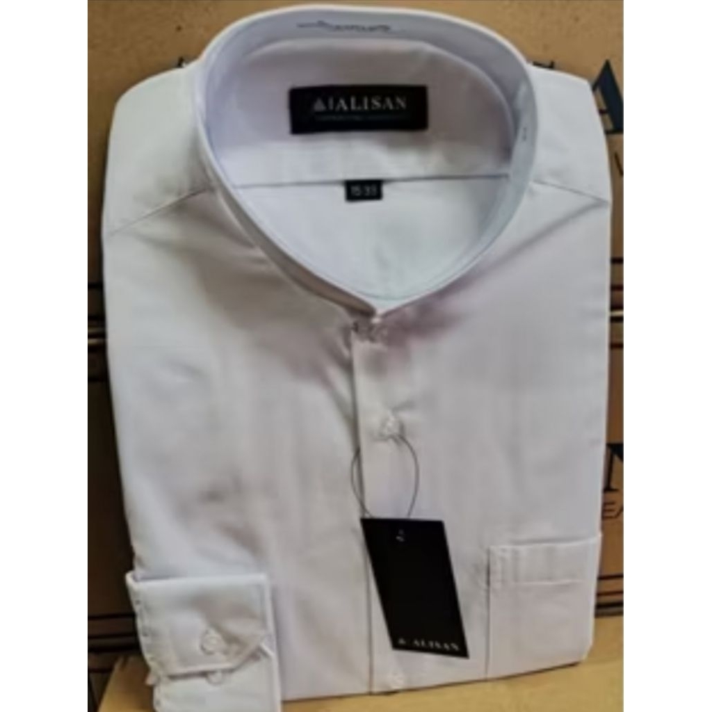 KEMEJA ALISAN POLOS KERAH SANGHAI (KOKO) LENGAN PANJANG REGULER/SLIMFIT