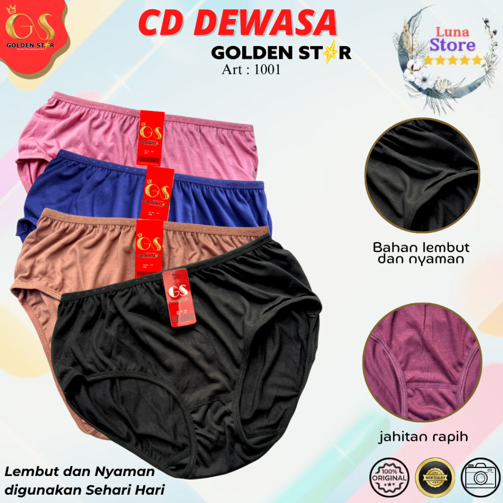 6 Pcs Golden Star Celana Dalam Wanita Katun Adem Nyaman | Celana Dalam Wanita murah Celana Dalam imp