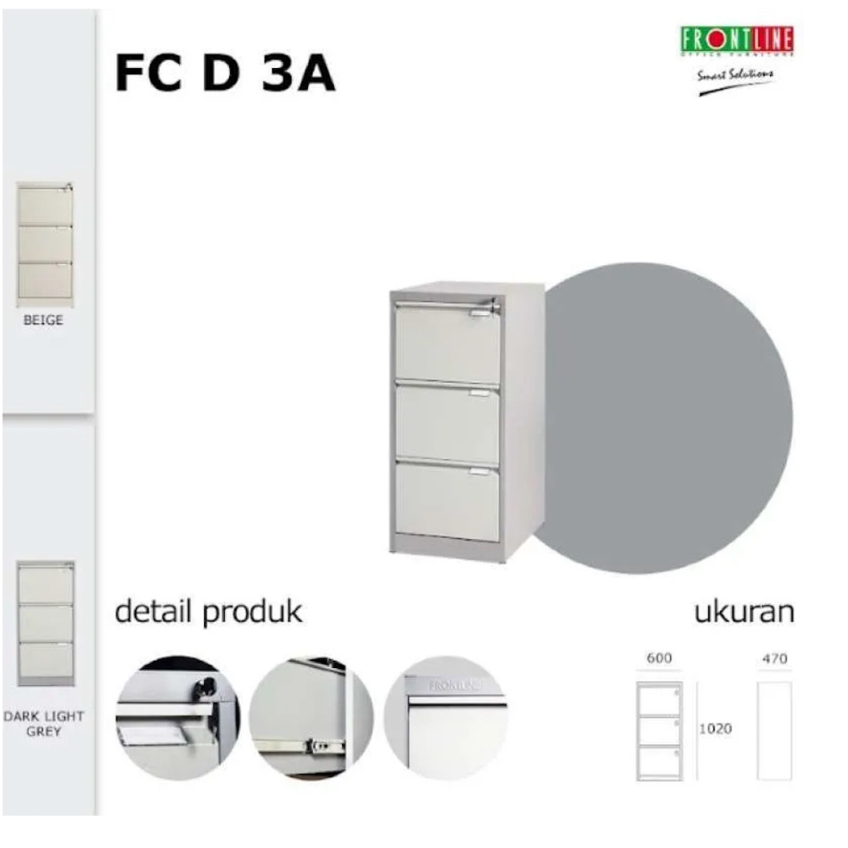 Filling Cabinet Frontline / Filling Cabinet 3 Laci / Filling Cabinet 3 Susun / Laci Kantor Besi 3 Su
