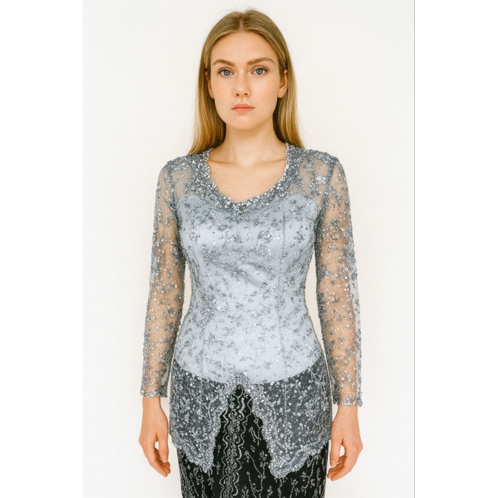 Kebaya Modern Wisuda Tunangan Silver Sabrina 153