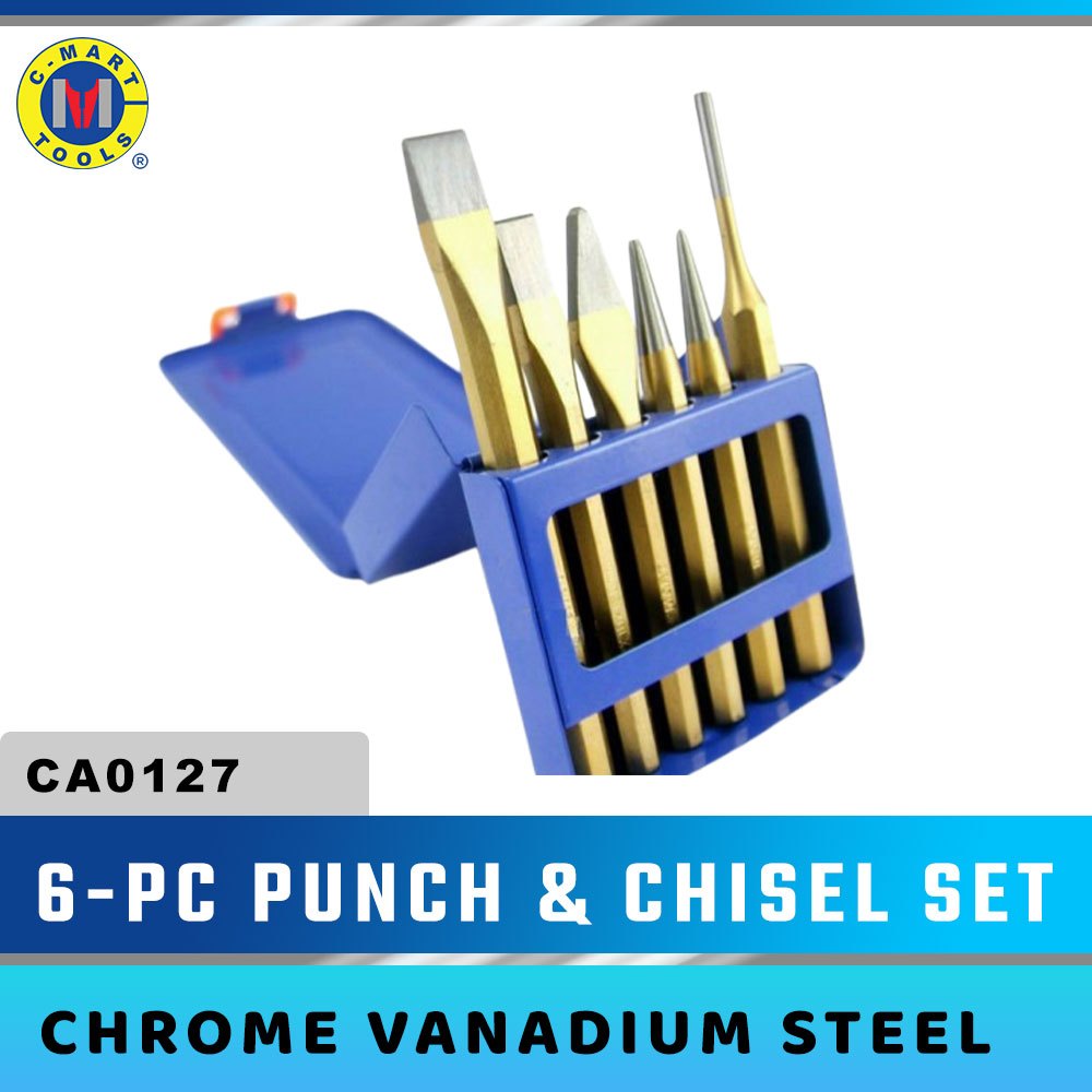 Punch & Chisel Set 6 pcs / Pahat Besi set / Cold Chisel, Pin Punch, Center Punch / Betel Set