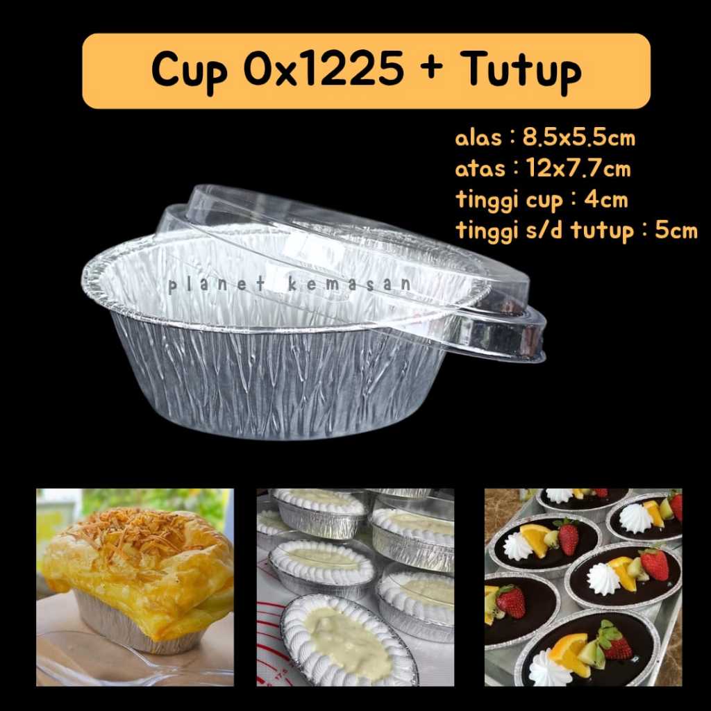 cup aluminium ox1225 + tutup / ox 1225 + tutup / cup alumunium oval ox1225 / aluminium foil oval