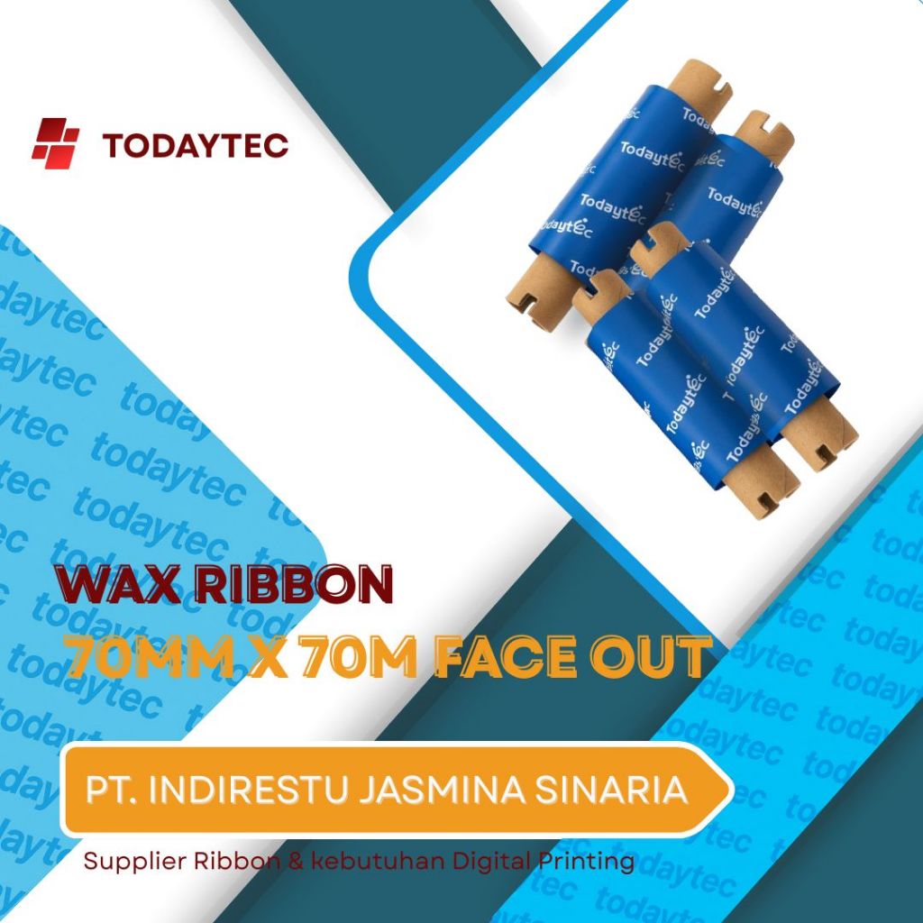 TODAYTEC/Ribbon Barcode/Pita Karbon/ Premium Wax 70mmx70m-Hitam