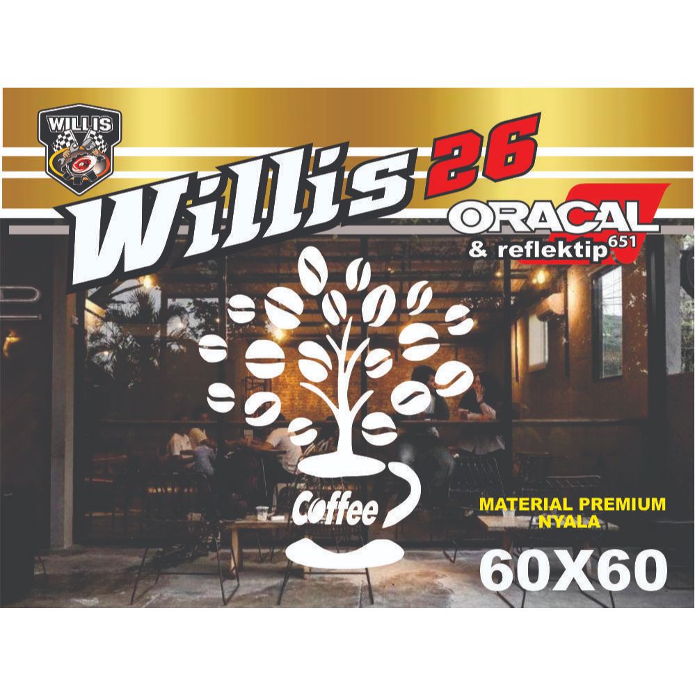 Sticker Kaca Cafe Pohon Kopi Coffee Shop Cutting Sticker Dinding
