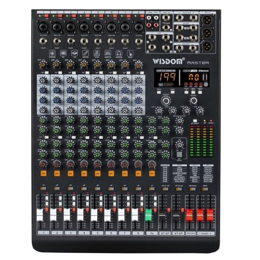 mixser wisdom master 8 channel audio dengan bluetooth original
