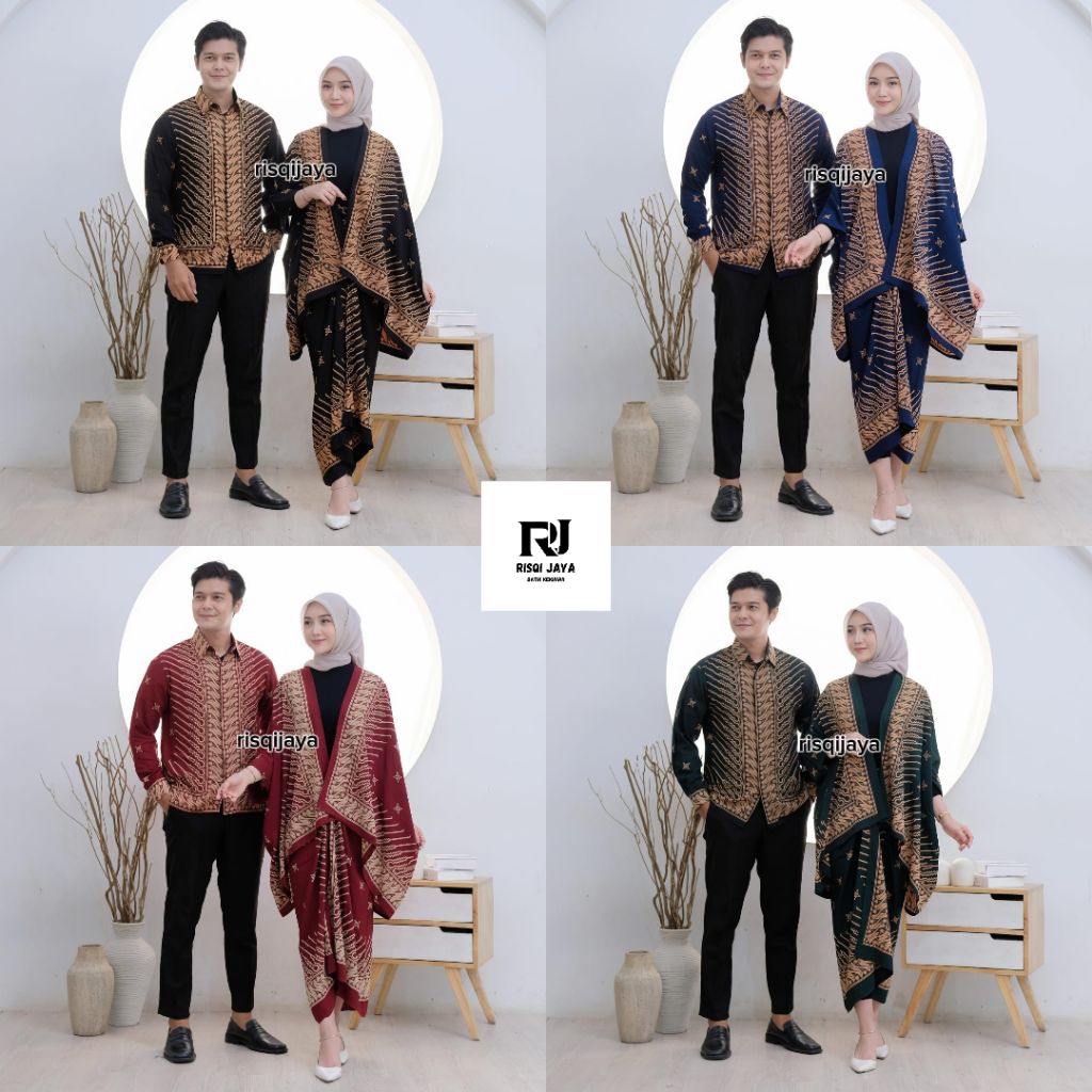 Set Couple Cardigan+Kemeja Batik Kekinian, Set Couple Cardigan+Rok Lilit, Kemeja Pria Batik