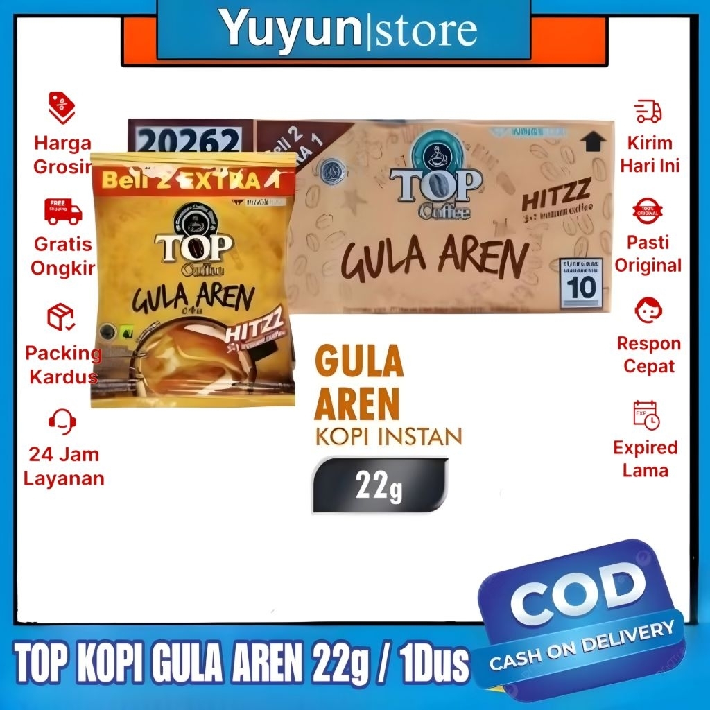 Top Kopi Gula Aren 27 Gram 1 Dus/Karton isi 15 Renteng