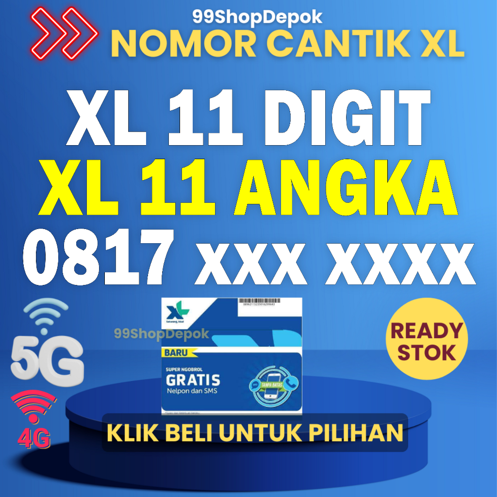 Kartu Perdana Nomor Cantik XL 55.3 Nomer Cantik XL 4g 5g - XL 11 DIGIT No Cantik XL 5g Murah 7777