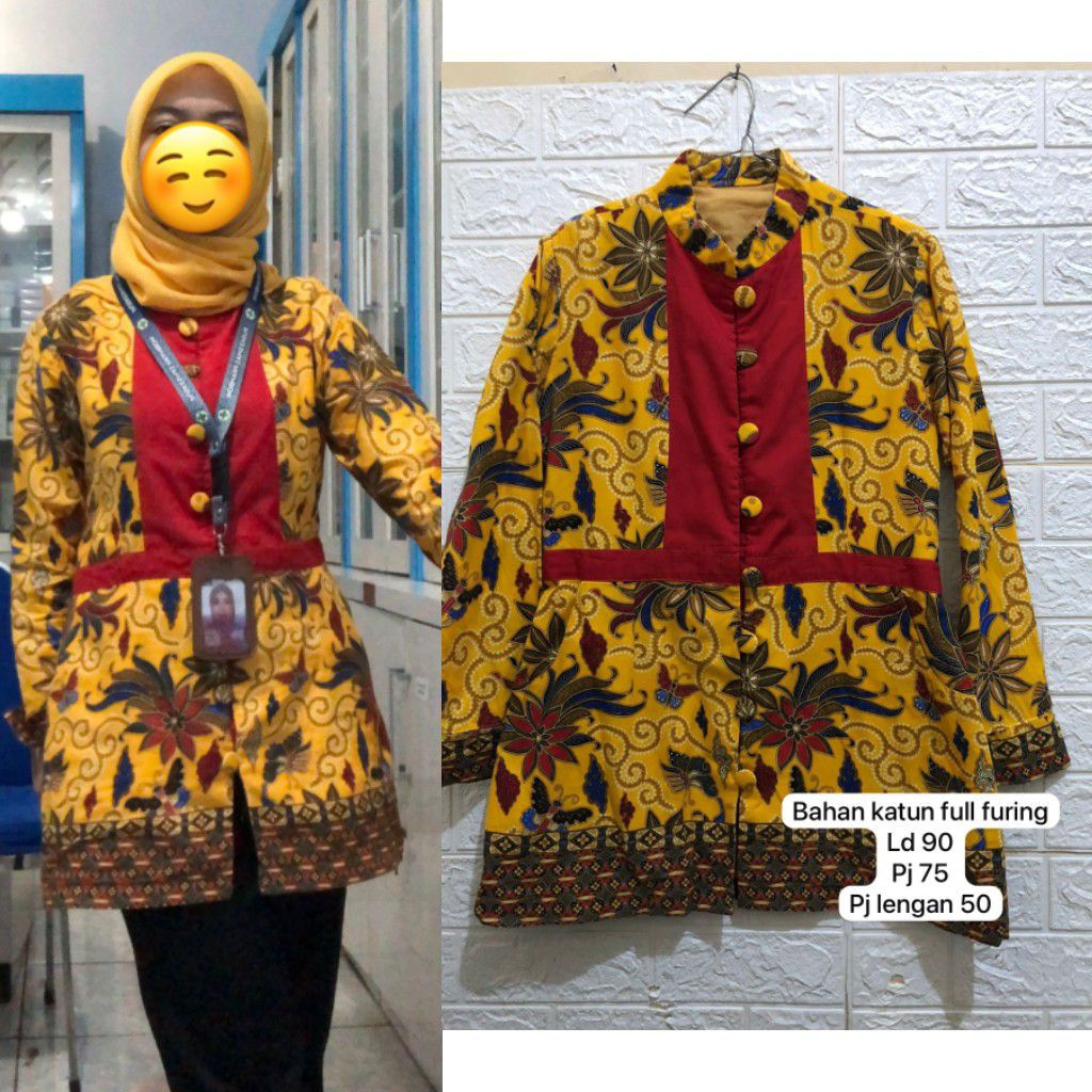 PL atasan Batik Kuning gading free Hijab