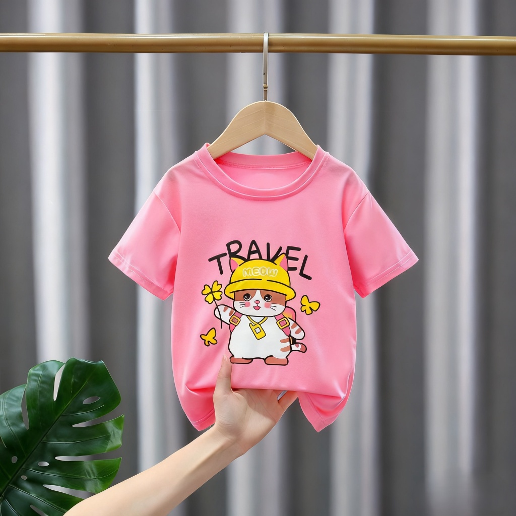 Baju Atasan Anak Perempuan Motif Meow Baju Santai Anak Harian Usia 1-5Tahun