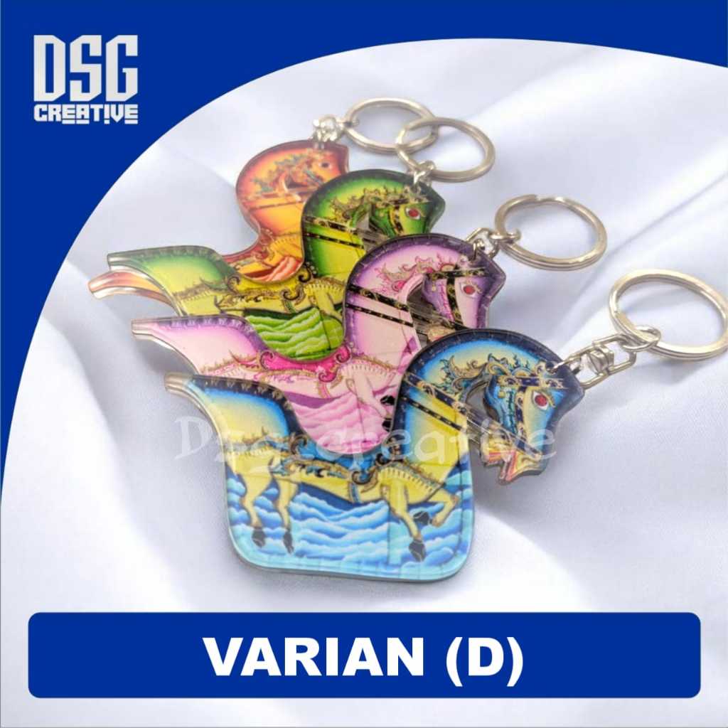 Gantungan Kunci Jaran Kepang Kuda Lumping Ring Putar Bisa Custom Nama Bahan Akrilik 2mm Double Bolak