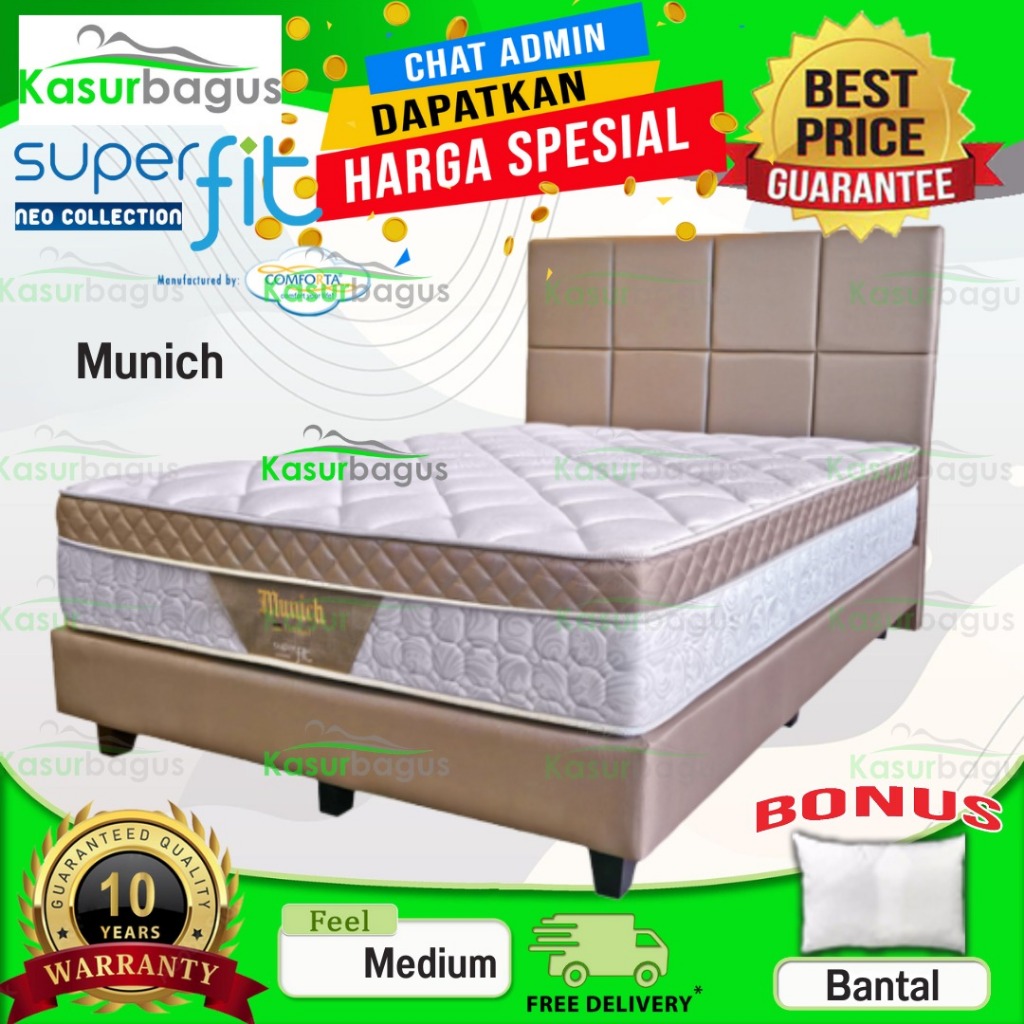 Comforta Superfit Kasur Springbed Munich Limited Edition 7 Zones Pocket Spring Grand Plush Top Foam 