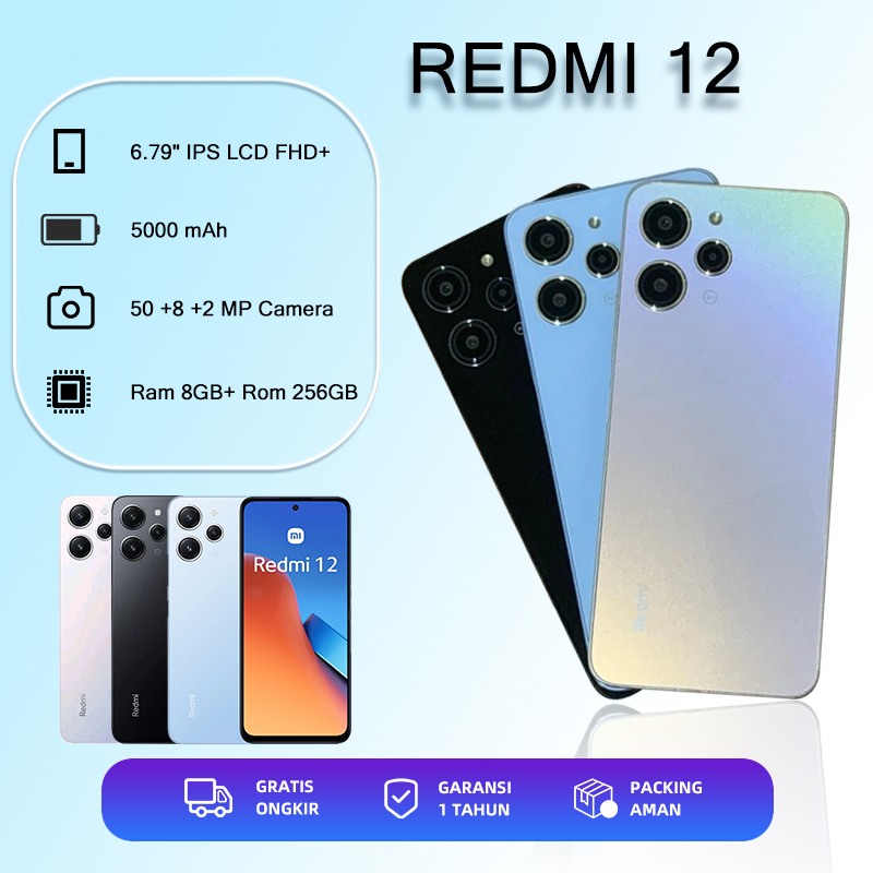 HP XIAOMI REDMI 12 smartphone RAM 8/256GB GARANSI 1 TAHUN