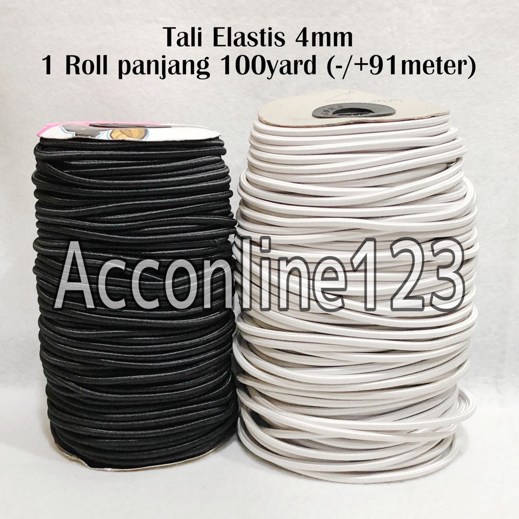 Tali Karet Elastis 4mm / Tali Kur Karet Elastis Bulat Diameter 4mm – 1 Roll