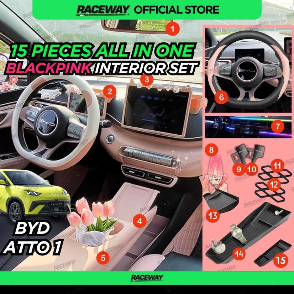 RACEWAY BUNDLING BYD ATTO 1 AKSESORIS INTERIOR MOBIL HITAM/PINK