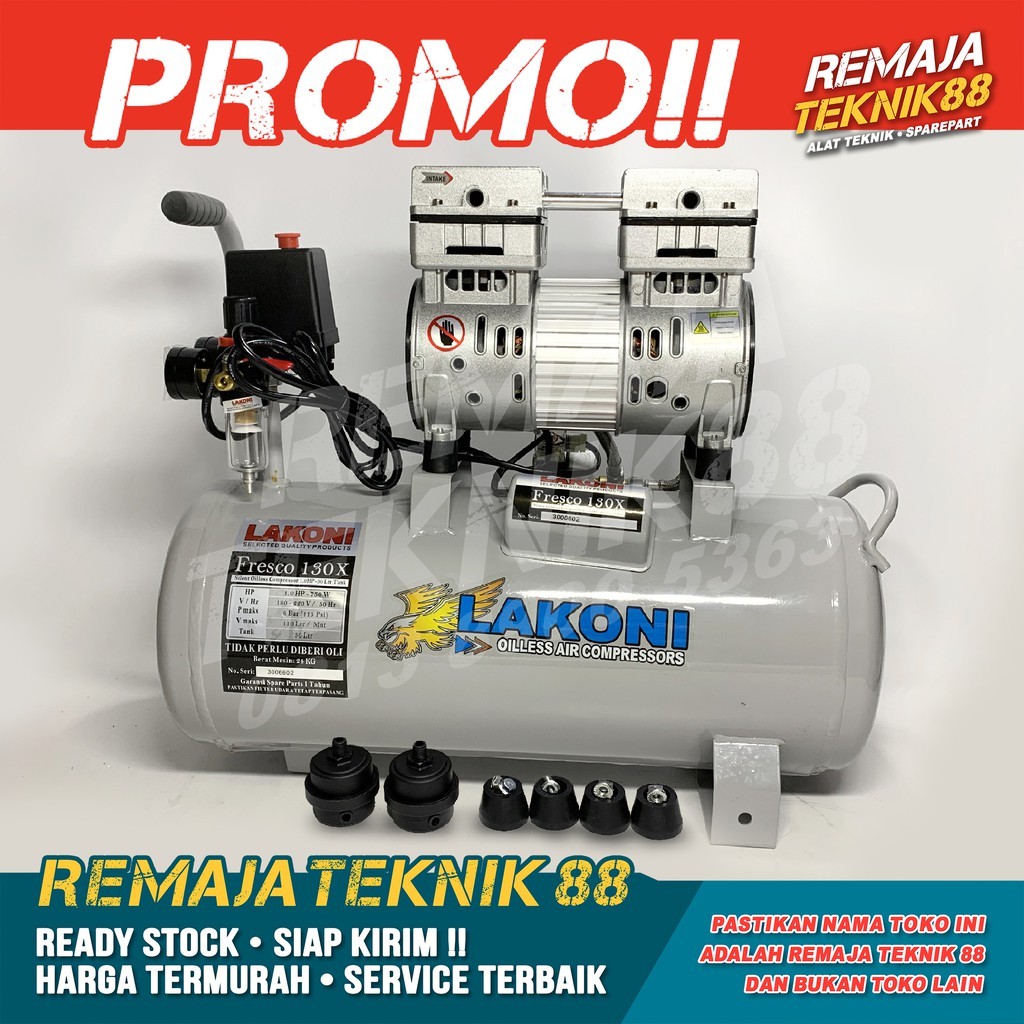 KOMPRESOR ANGIN  1HP LAKONI FRESCO 130X  KOMPRESOR OILESS SILENT TANPA OLI