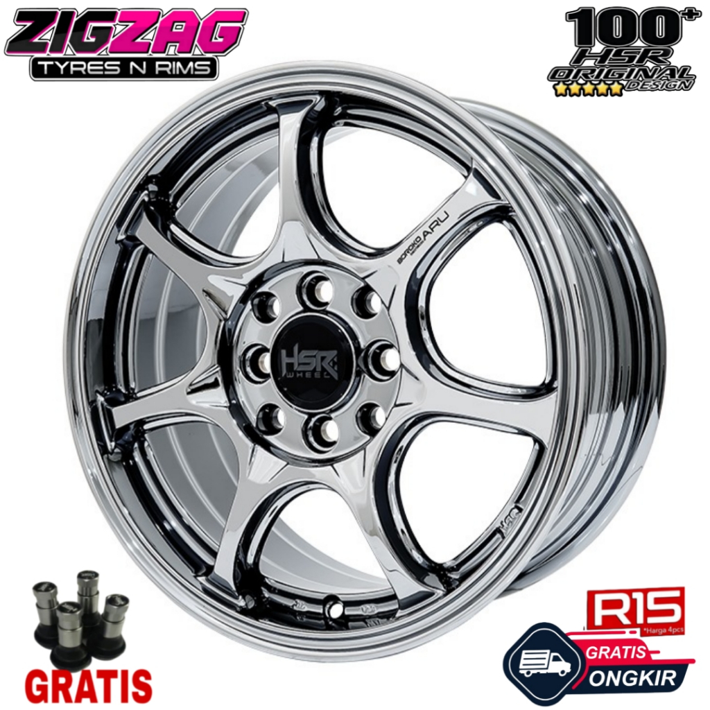 VELG MOBIL RING 15 WARNA BLACK CHROME MODEL SPORTY PALANG 7 HSR ARU AVAZA XENIA BRIO MOBILIO AGYA