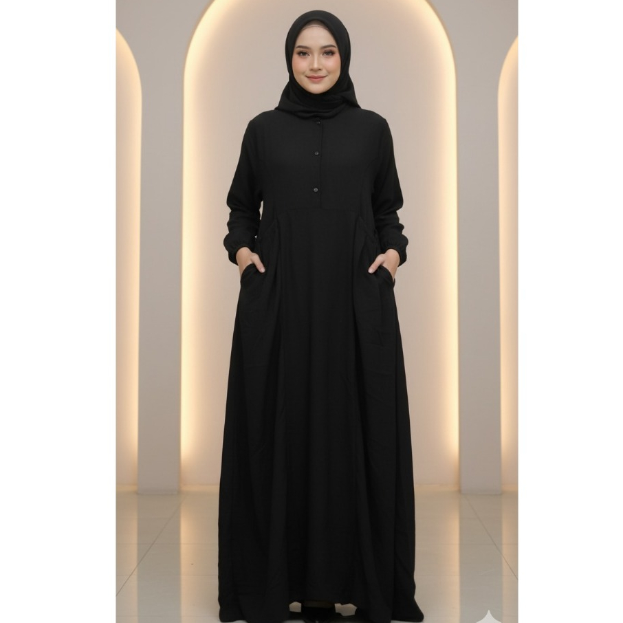 Gamis hitam / baju gamis wanita terbaru / GAMIS  jumbo ld120