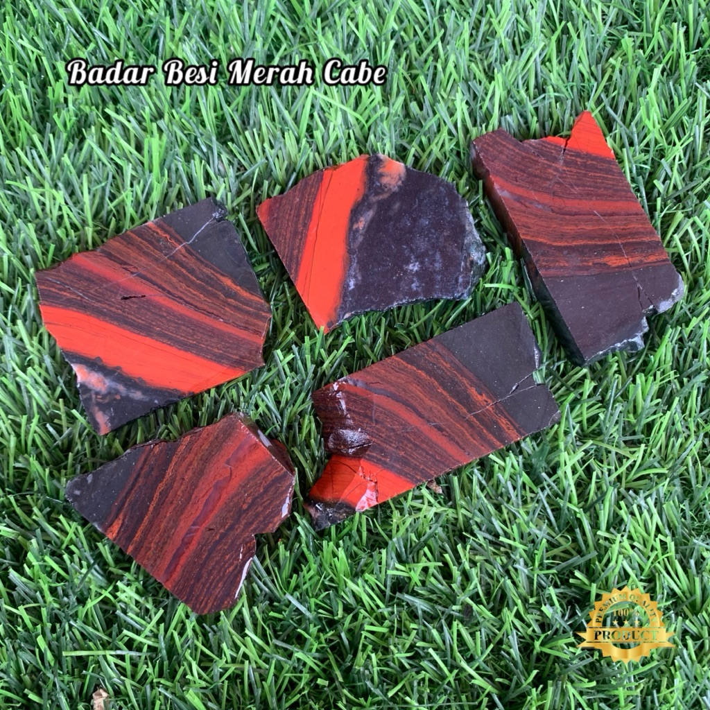Bahan Batu Badar Besi Merah Cabe Asli Natural / Bongkahan Batu Badar Besi Merah Cabe / Lempengan Bat