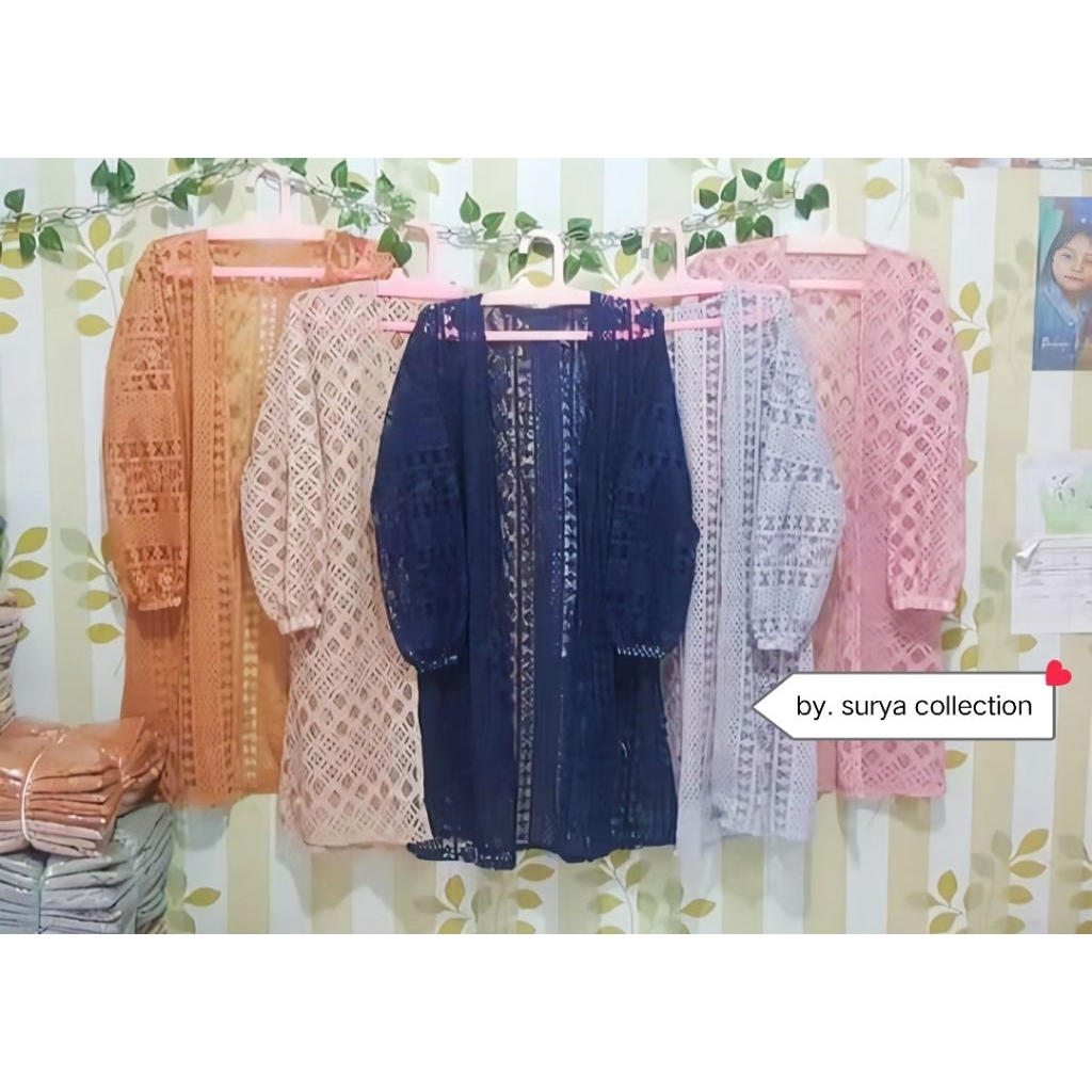 Cardigan Brokat / Outer Brokat / Cardigan brokat Lengan Balon / Atasan wanita