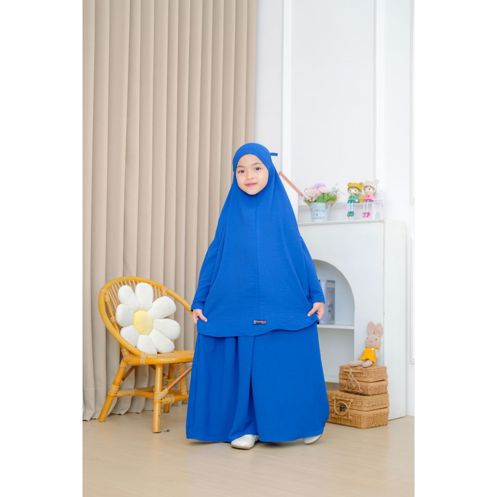Gamis Anak Syar'i Zulaikha Sett Airfloww Crinkle premium Umur 1-12 Tahun