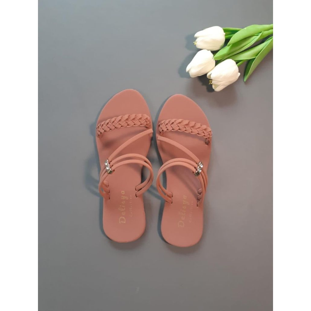 Sandal Teplek Slop Wanita Dewasa Kepang Depan