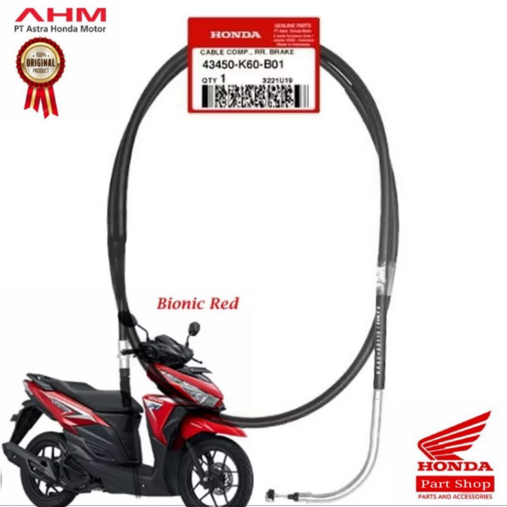 43450-K60-B01 Kabel Rem Belakang Vario 125 eSP K60 2015 2018