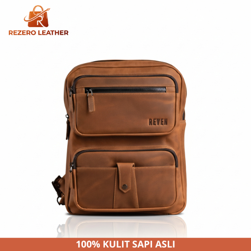 Tas Kulit Sapi Asli multifungsi Ransel & Tas Selempang pria Slempang cowok Original Reven premium