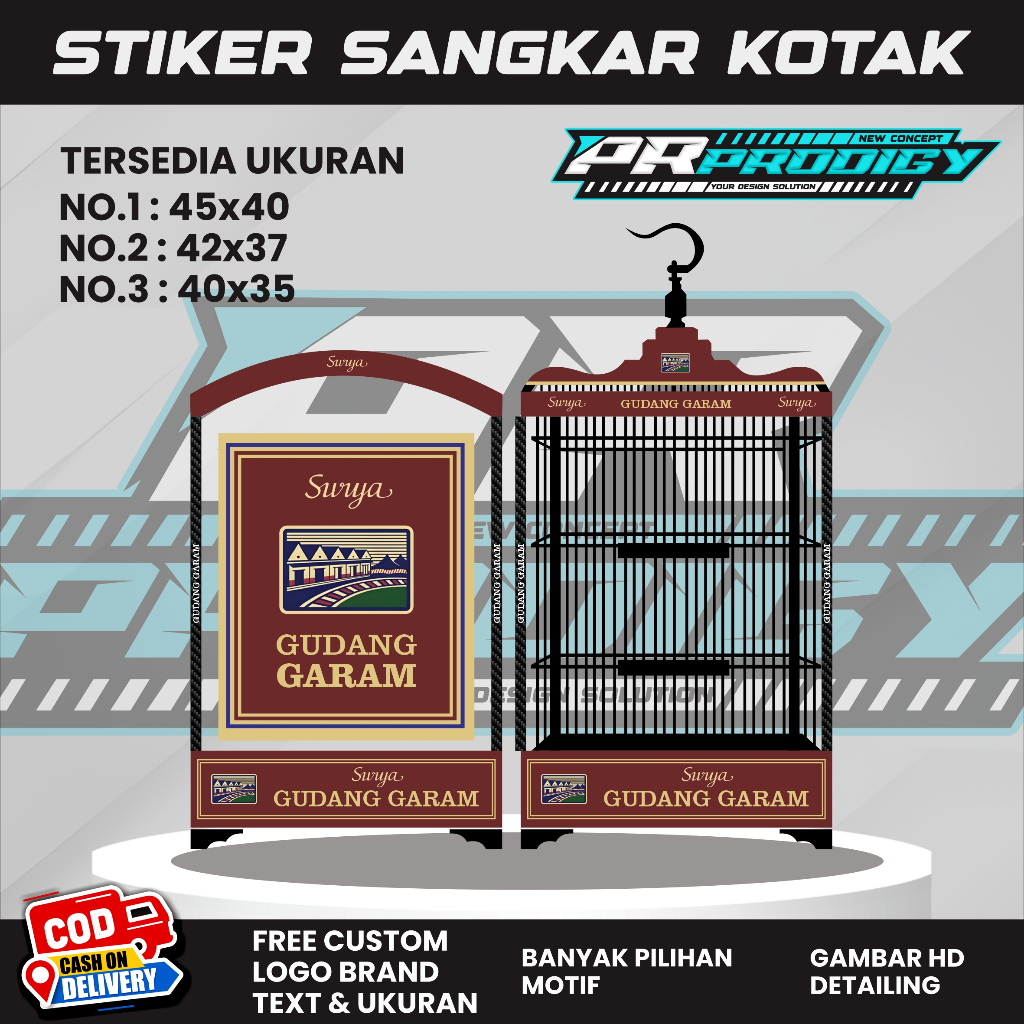 Stiker Decal Sangkar Kenari / Sangkar Koper / Sangkar Kosan GUDANG GARAM SURYA