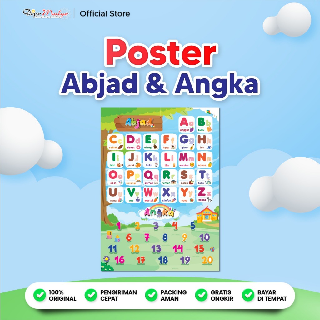 Poster Belajar Abjad dan Angka untuk Anak – Edukatif & Full Colour