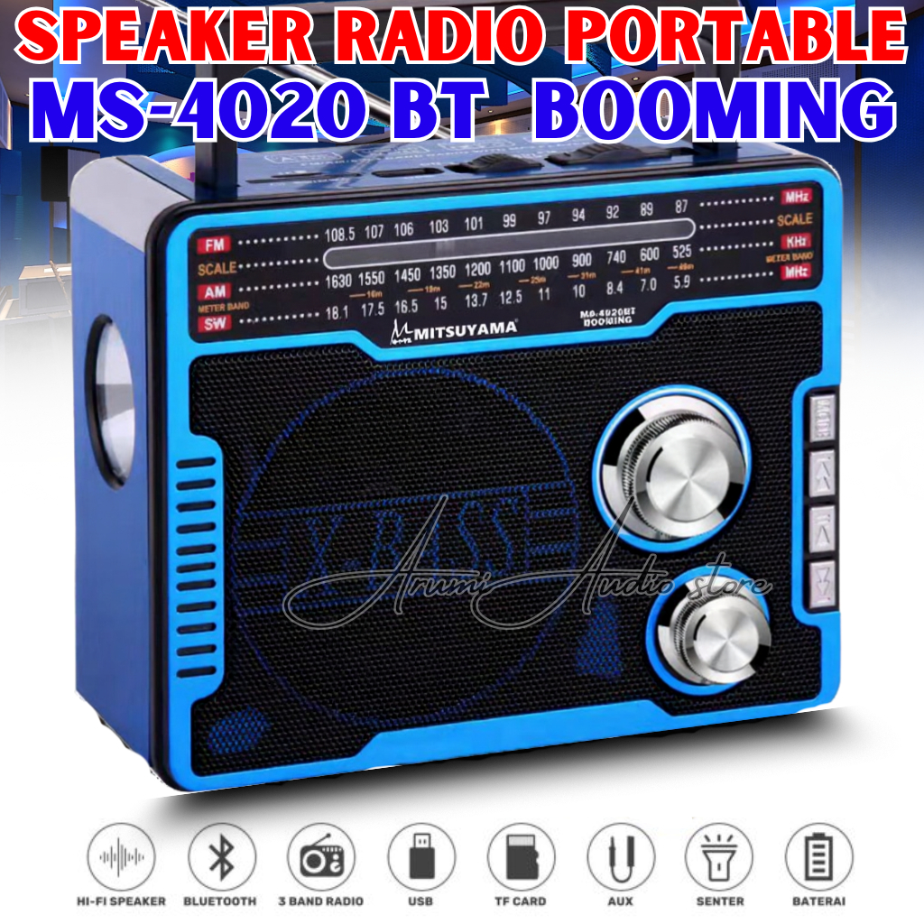Mitsuyama Ms-4020 Bt Tipe Booming | Radio Klasik Mitsuyama Ms-4020bt 3band Tipe Booming | Radio Blue