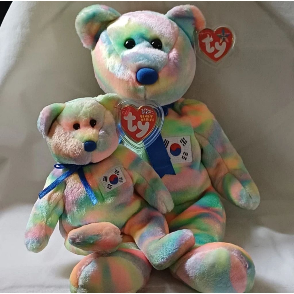 Boneka Rare TY Beanie Buddy - Coreana the Bear 35cm The Korea Exsclusive Bear Tthe Ty-Dyed Mint Orig
