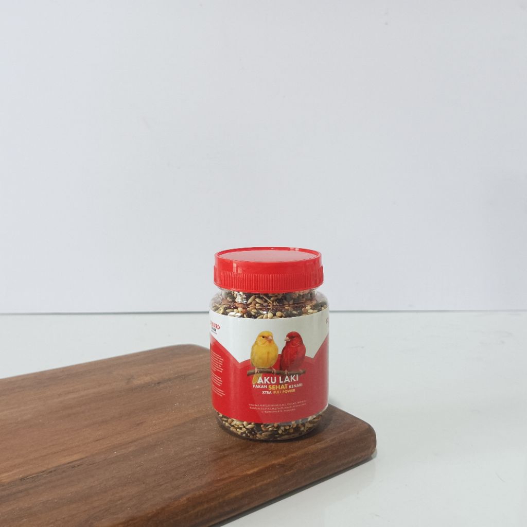 Pakan Kenari Jantan Aku Laki Super Gacor Pakan Sehat Kemasan Toples Premium 200gr