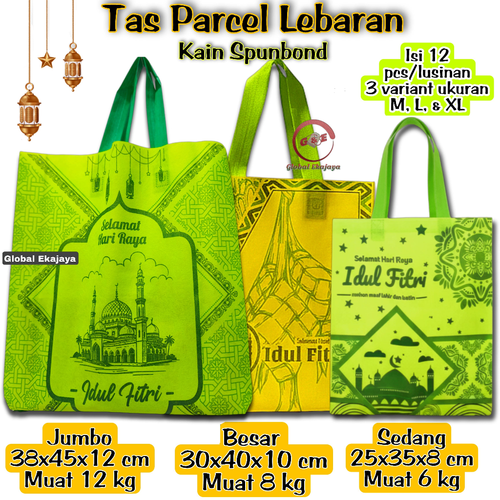 Tas Kain Spunbond Goodiebag Lebaran IdulFitri Ukuran Sedang Besar Jumbo Godybag Totebag Hampers THR