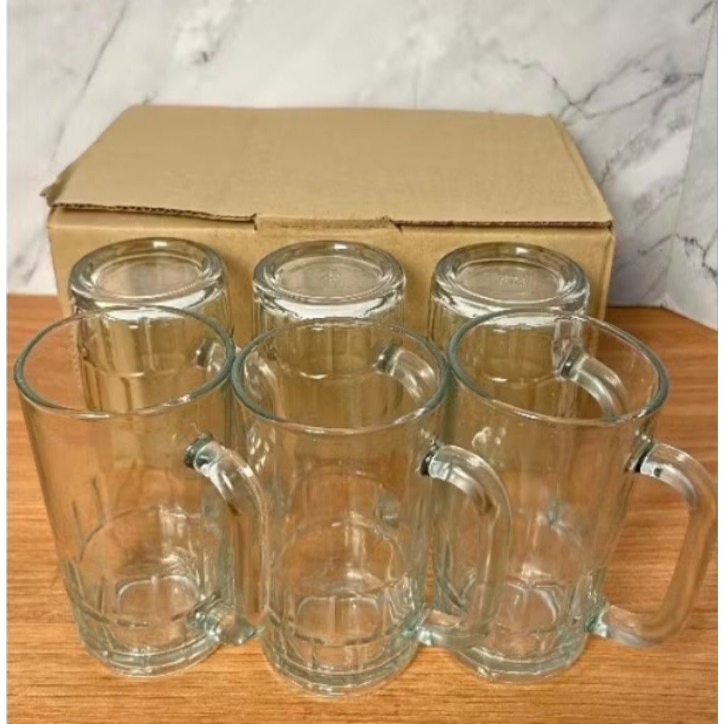 Gelas Gagang Gelas Kaca Gelas Bir Gagang Kaca BBC ( Harga 6Pcs Gelas )