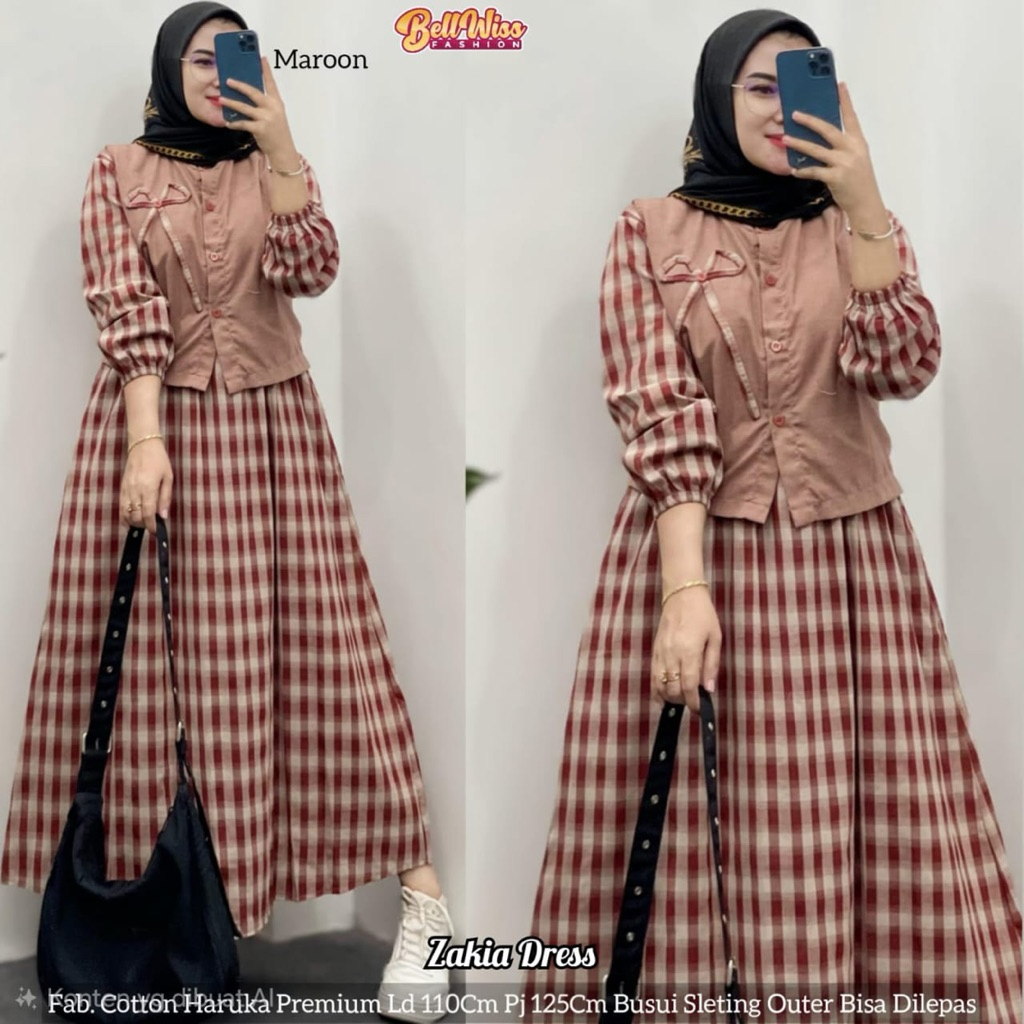 Zakia Dress Katun Haruka Premium Gamis best seller bellwiss